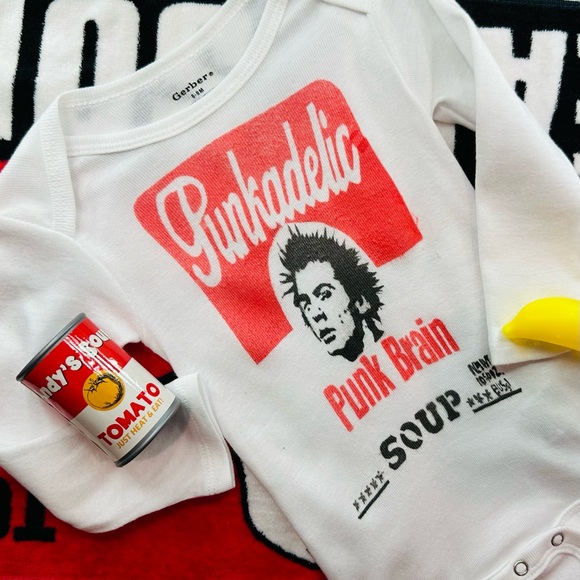 PUNKADELIC Sid Vicious punk rock Sex Pistols goth rave Harajuku baby onesie 6-9M - Picture 1 of 14